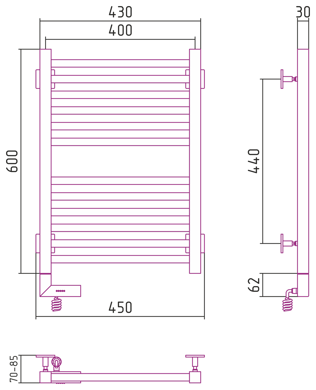 Полотенцесушитель электрический Сунержа Модус 2.0 600x400