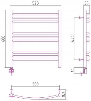 Полотенцесушитель электрический Стилье Формат №10 600x500